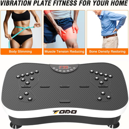 Vibration Plate Exercise Machine Whole Body Vibration Machine with Remote Control for Pain Relief, Lymphatic Drainage, Weight Loss(3 Resistance Loops/Resistance Bands)